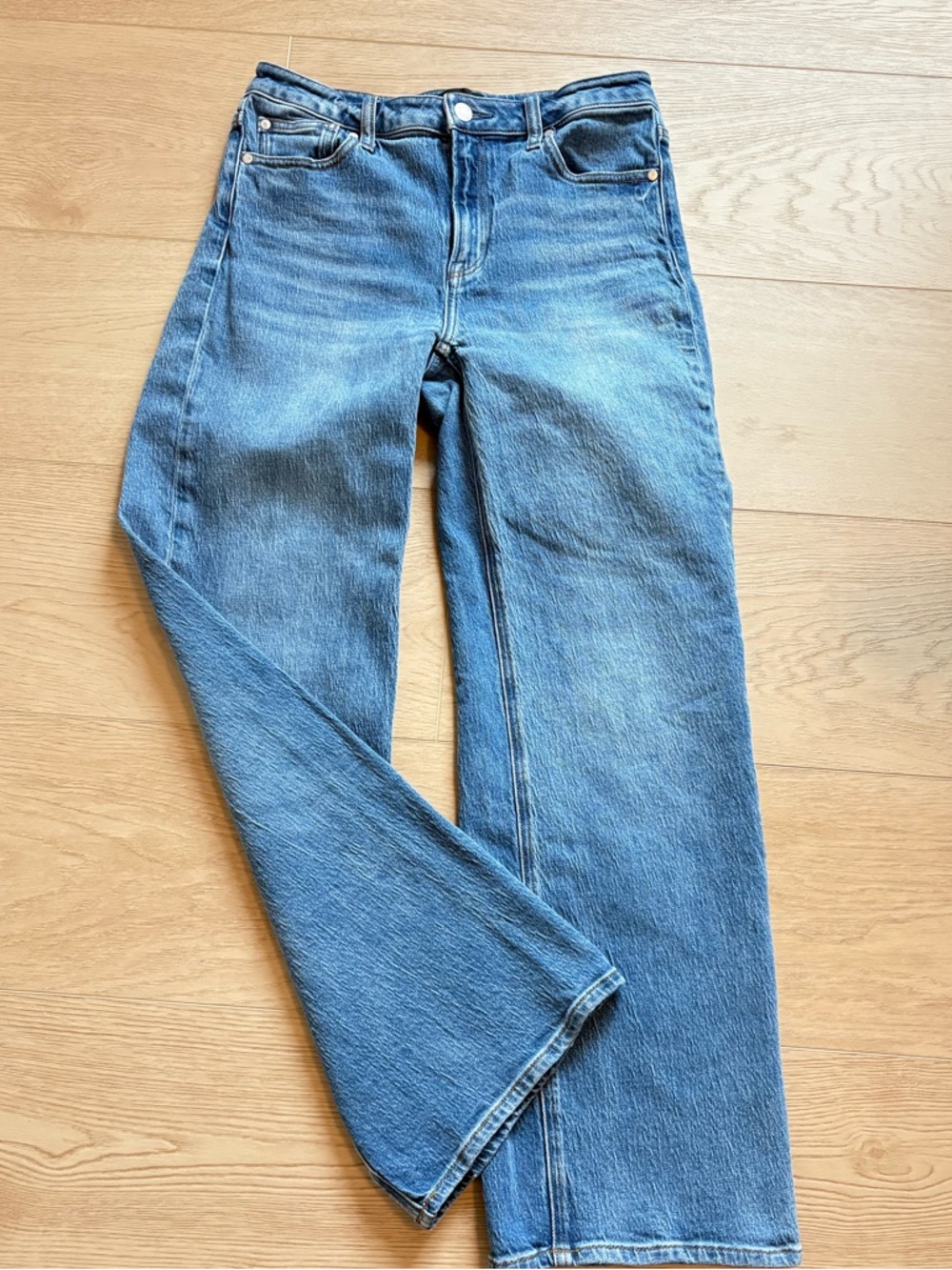 Quince Bella relaxed straight leg jeans, medium blue, size 29